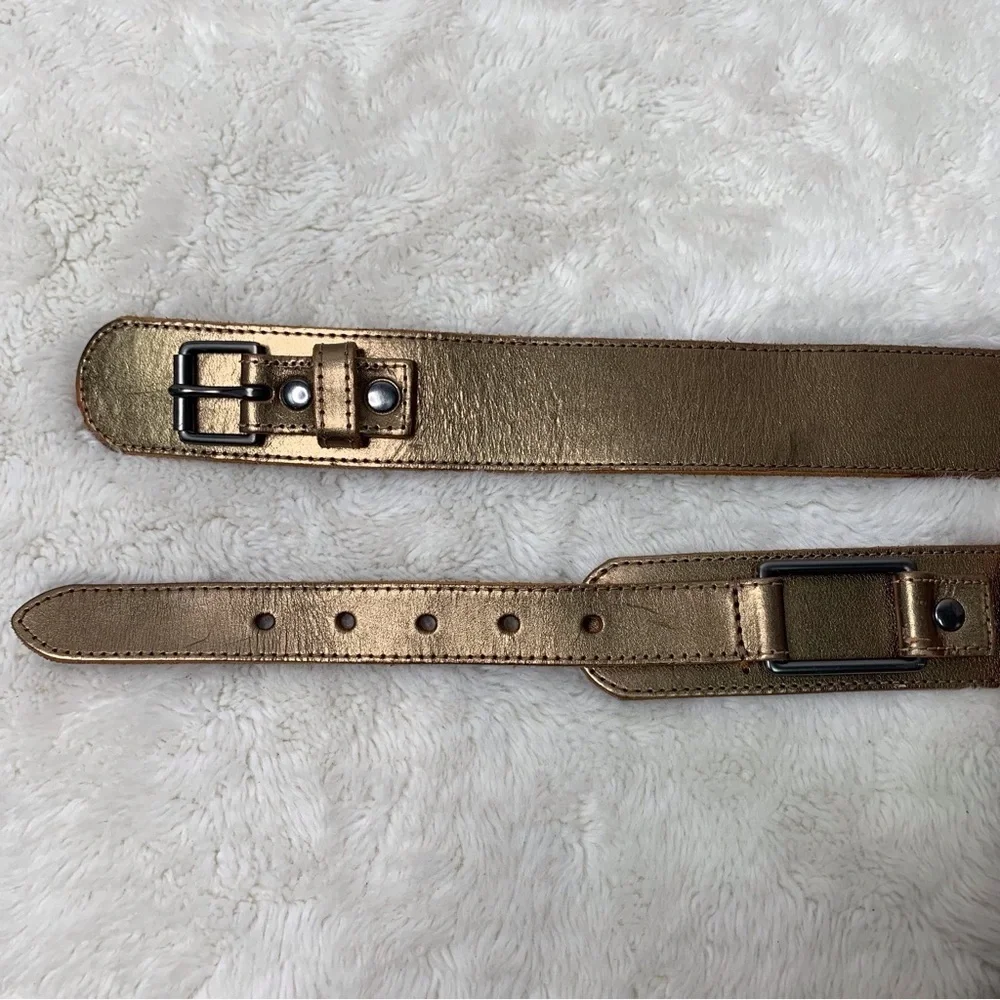 J.Jill Women's Genuine Leather Gold Belt Size Small
